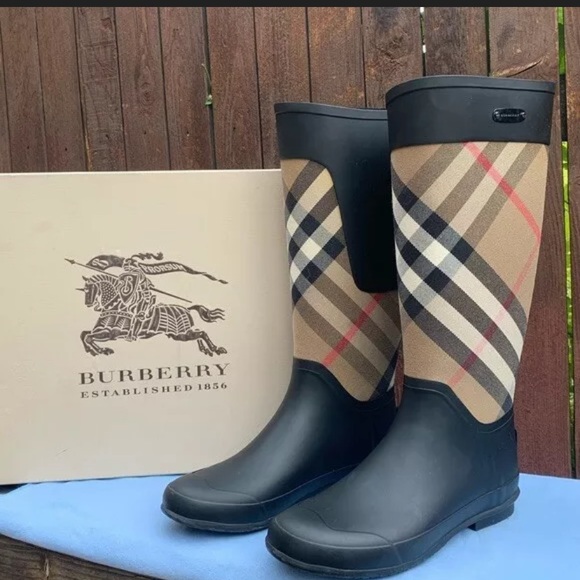 burberry knee high rain boots